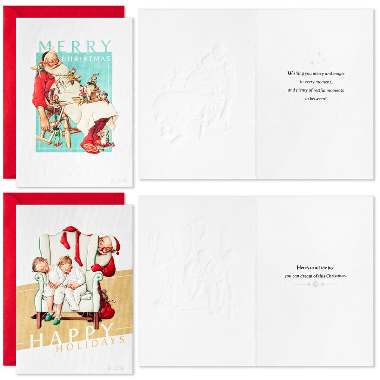 Hallmark Norman Rockwell Artwork Assorted Boxed Christmas Cards Pack Of 40