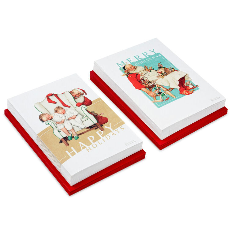 hallmark Norman Rockwell Artwork Assorted Boxed Christmas Cards Pack of 40