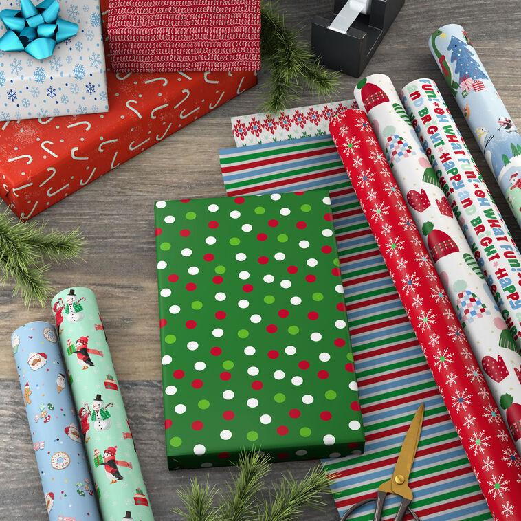 Hallmark Oh So Merry 6-Pack Assorted Christmas Reversible Wrapping Paper Roll Bundle 150 Sq. Ft. Total