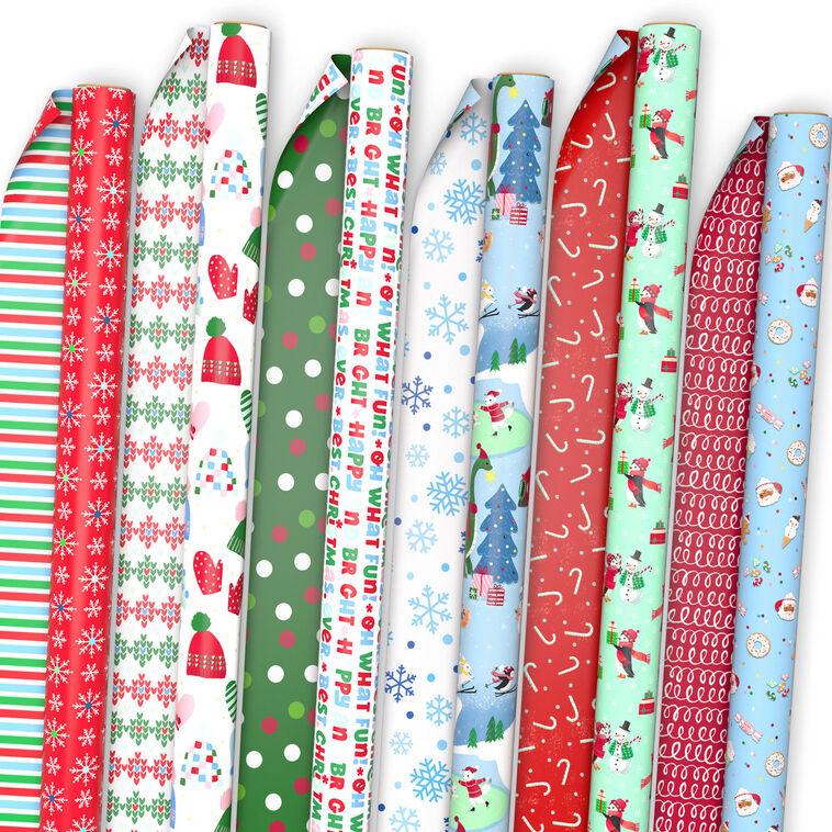 hallmark Oh So Merry 6-Pack Assorted Christmas Reversible Wrapping Paper Roll Bundle 150 sq. ft. total