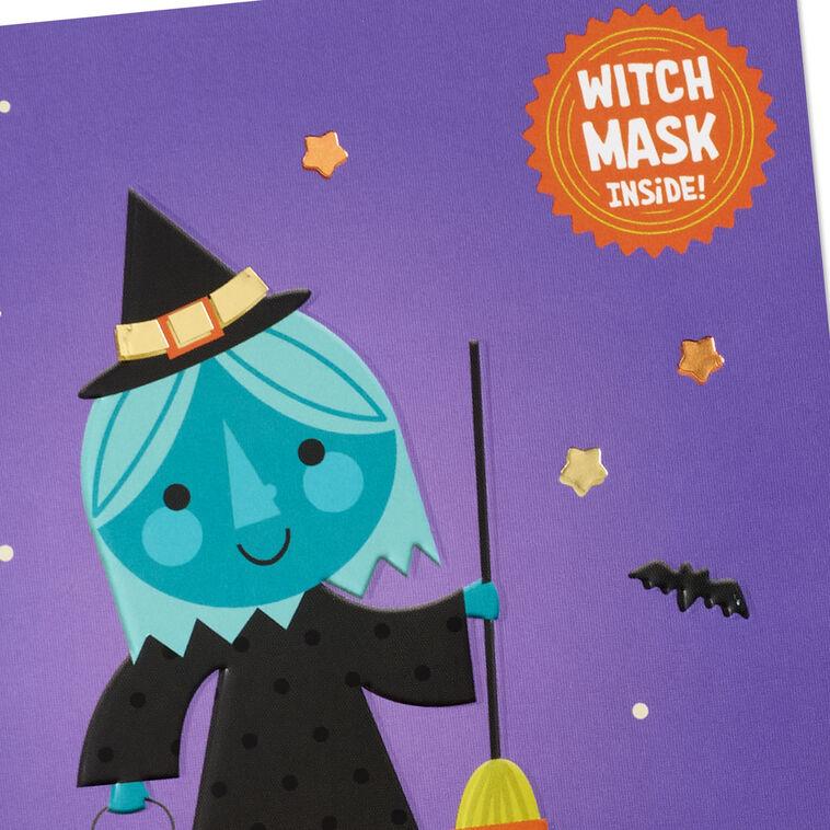 Hallmark One Cool Little Witch Detachable Mask Halloween Card For Kids