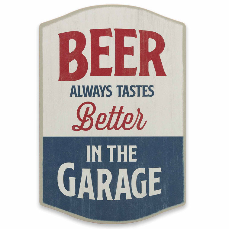 hallmark Open Road Garage Beer Tastes Better Wood Quote Sign