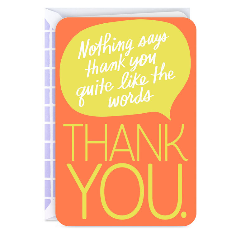 hallmark Orange and Yellow Word Bubble Thank You Card