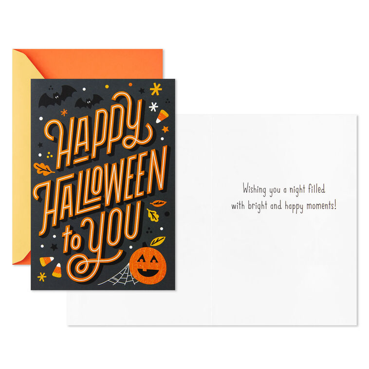 Hallmark Orange On Black Happy Halloween Cards Pack Of 6