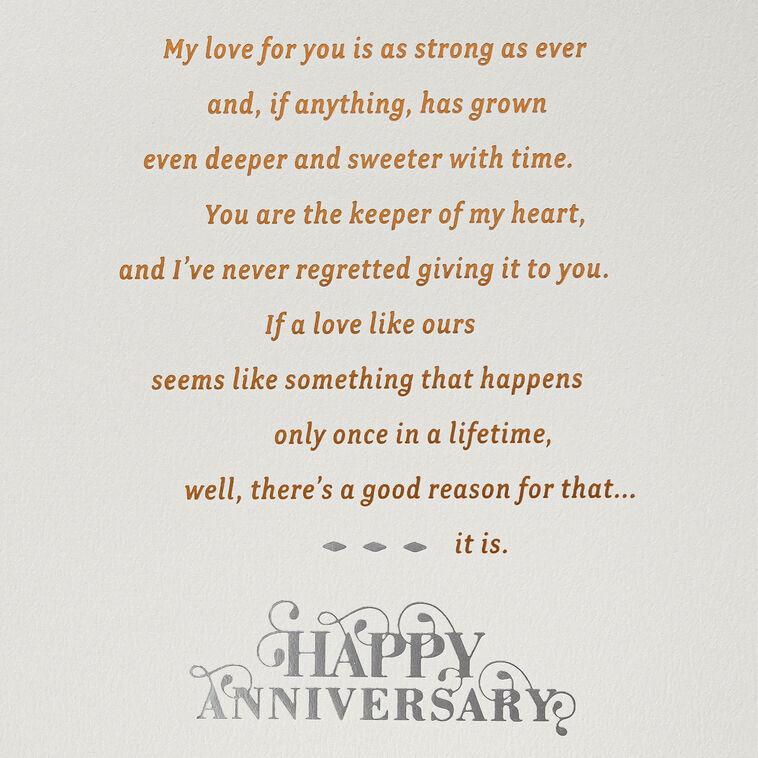 Hallmark Our Love Is Once In A Lifetime Romantic Anniversary Card