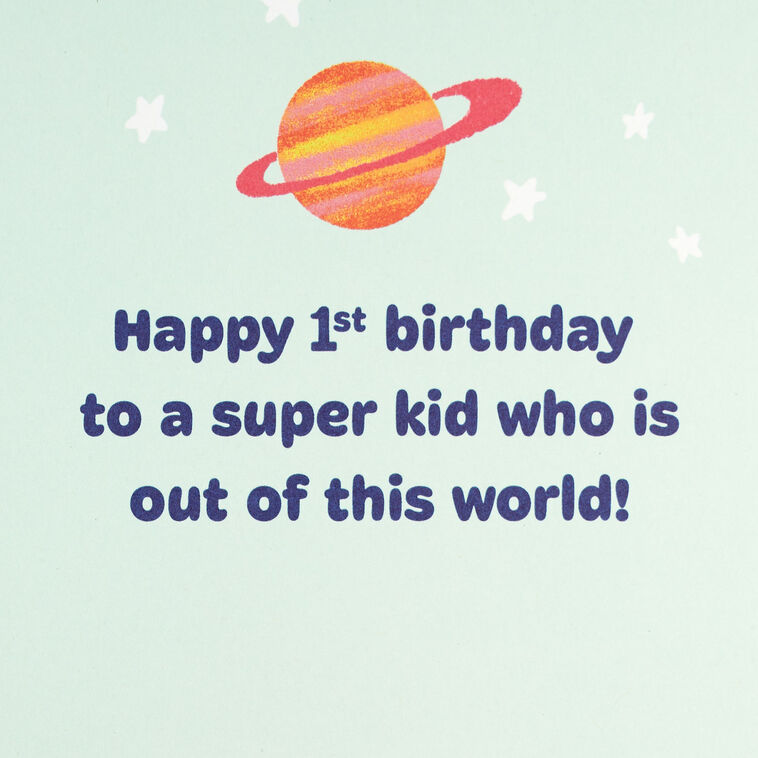 Hallmark Out Of This World First Birthday Card For Grandson With Sticker