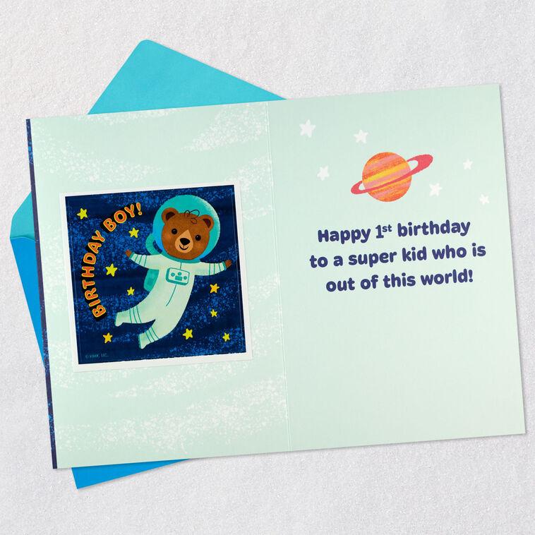 Hallmark Out Of This World First Birthday Card For Grandson With Sticker