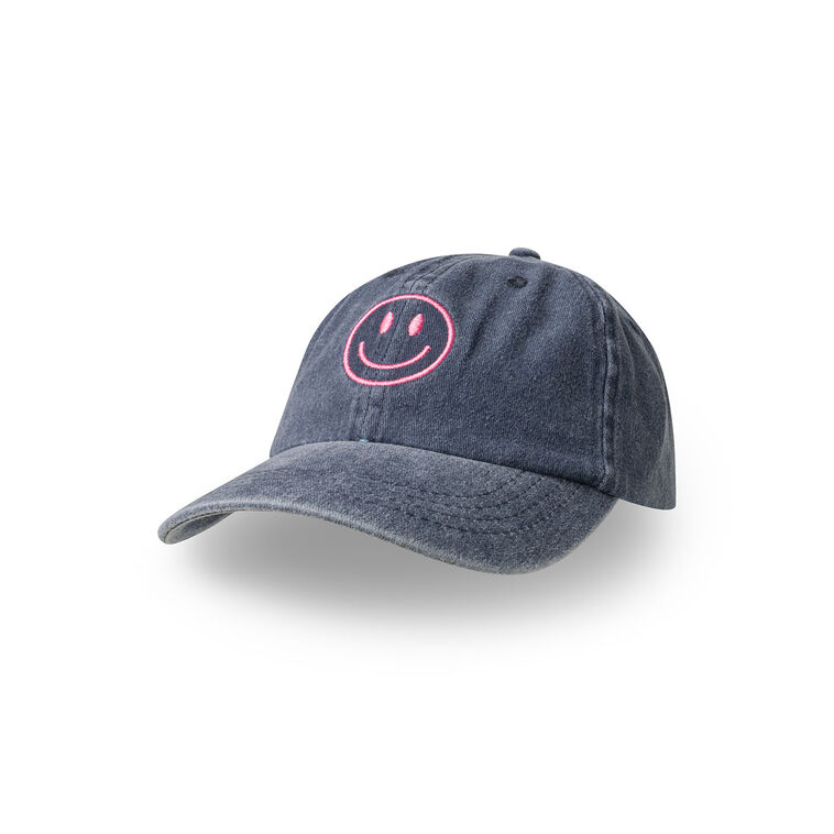 hallmark Pacific Brim Pink Smiley Face Blue Denim Baseball Cap