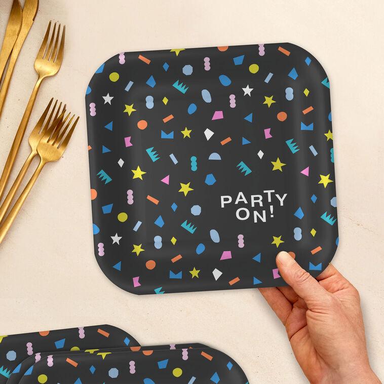 Hallmark "Party On " Geometric Shapes Dinner Plates Pack Of 8