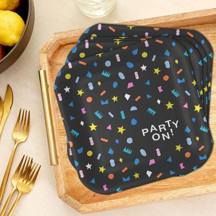 Hallmark "Party On " Geometric Shapes Dinner Plates Pack Of 8