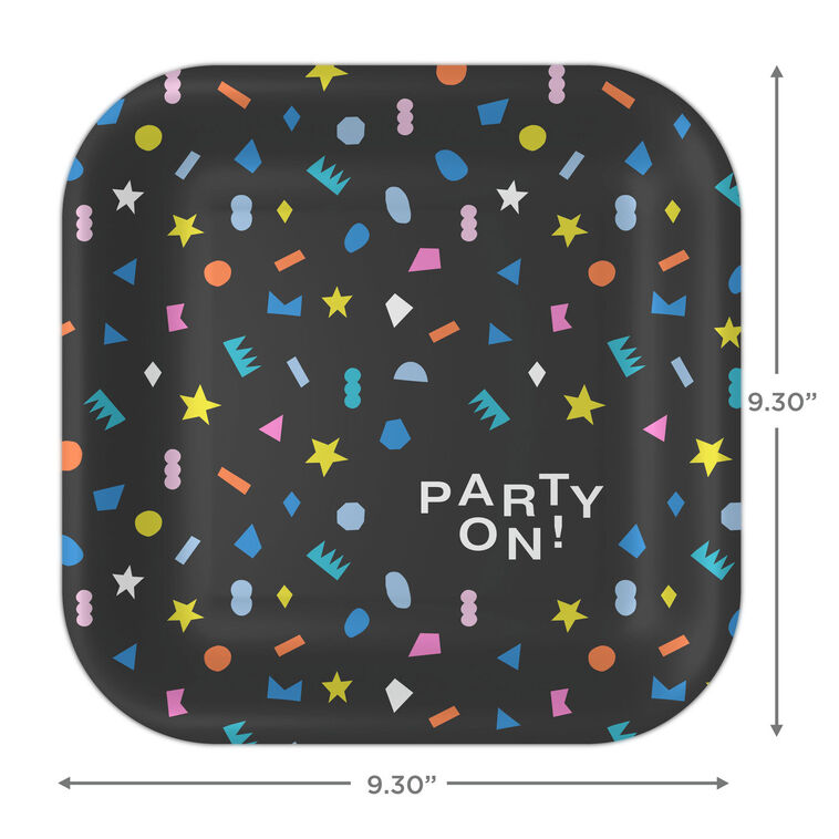 Hallmark "Party On " Geometric Shapes Dinner Plates Pack Of 8