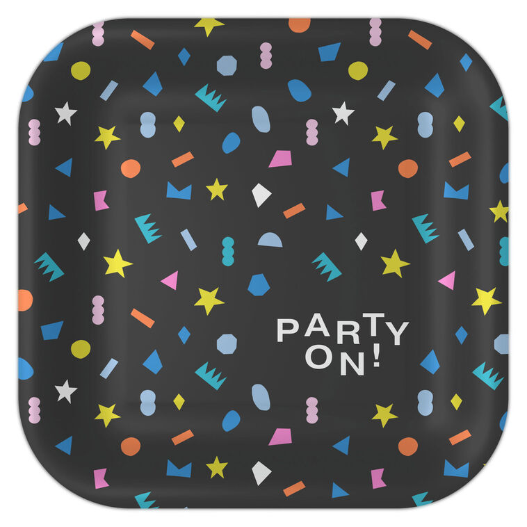 hallmark "Party On " Geometric Shapes Dinner Plates Pack of 8
