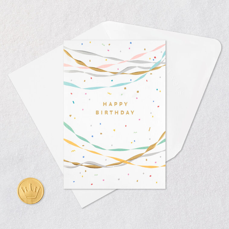 Hallmark Party Streamers And Confetti Blank Birthday Card