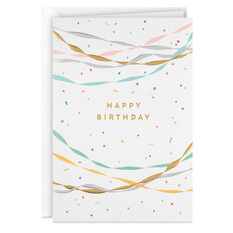 hallmark Party Streamers and Confetti Blank Birthday Card