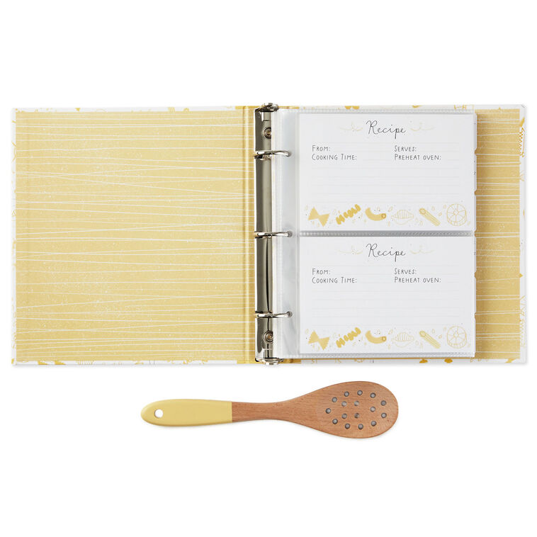 Hallmark Pasta Recipe Organizer Book With Wooden Strainer Spoon