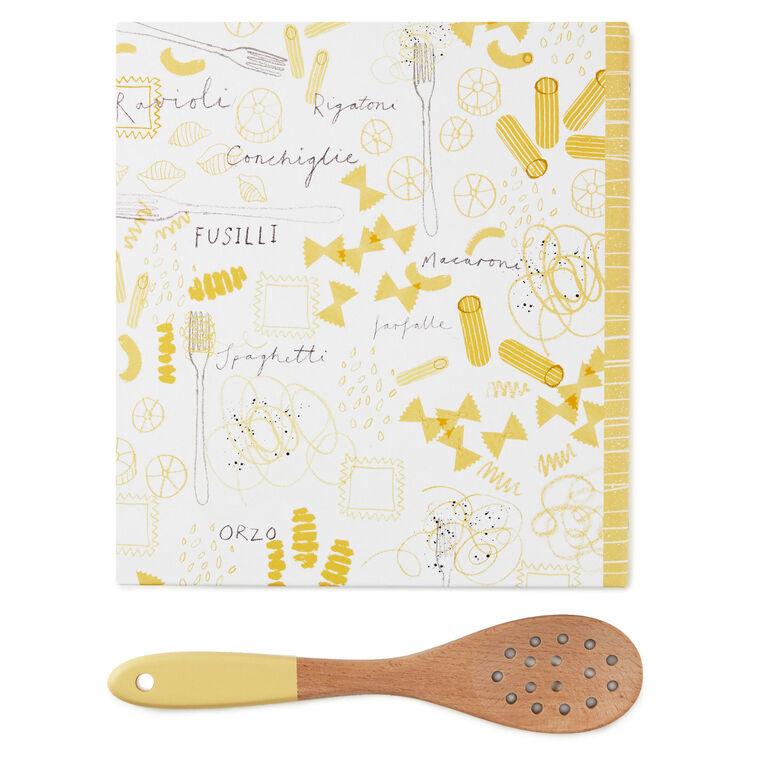 Hallmark Pasta Recipe Organizer Book With Wooden Strainer Spoon