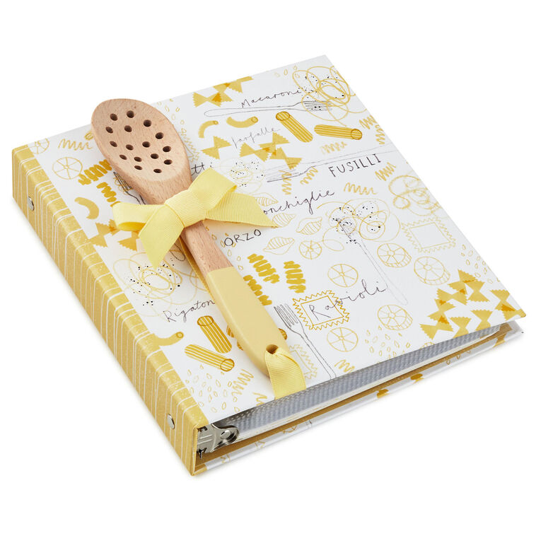 hallmark Pasta Recipe Organizer Book With Wooden Strainer Spoon