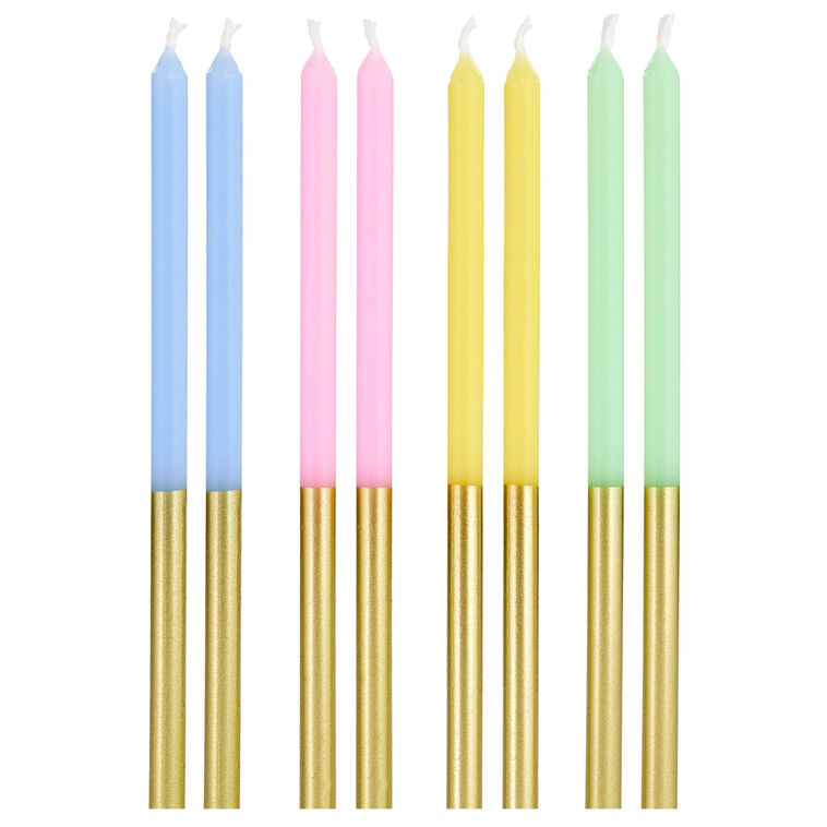 hallmark Pastel and Gold Two-Tone Tall Birthday Candles Set of 12