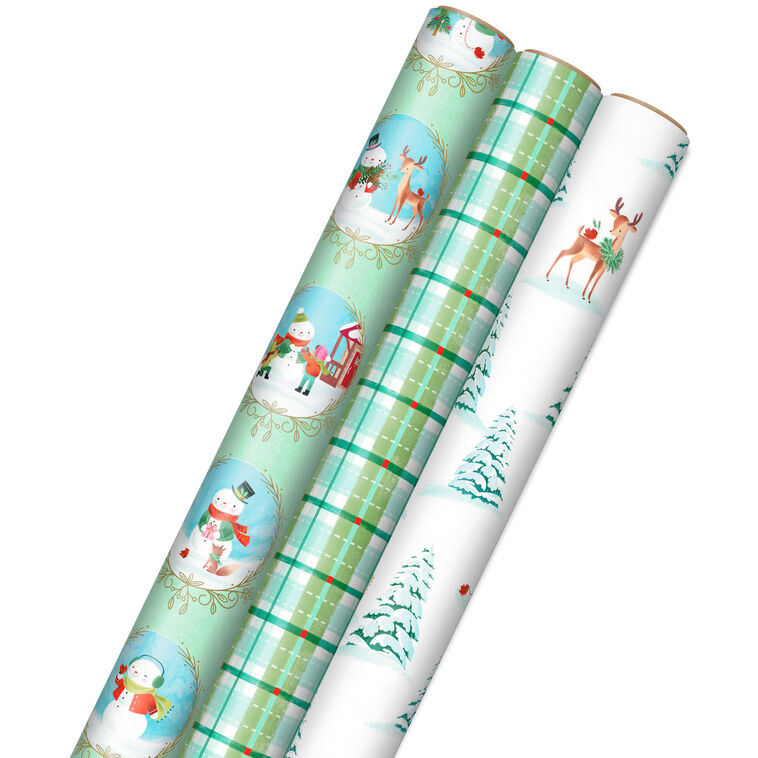 hallmark Pastel Christmas Prints 3-Pack Wrapping Paper 120 sq. ft