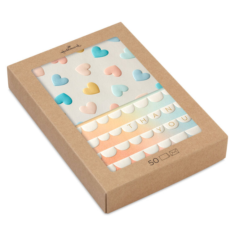 Hallmark Pastel Hearts And Scallops Assorted Blank Thank You Notes Pack Of 50