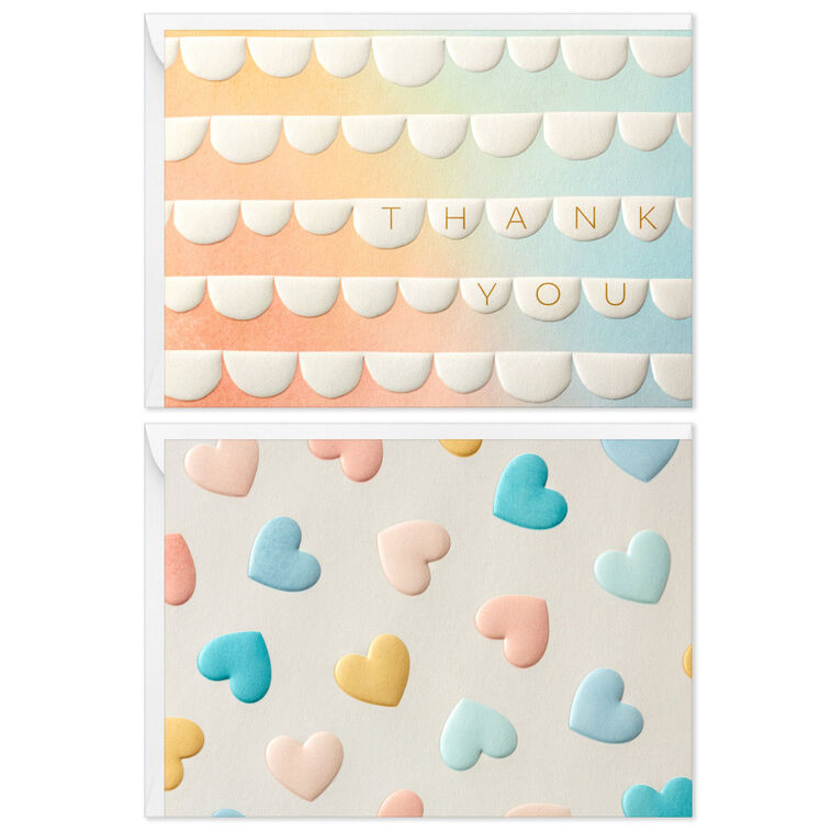 hallmark Pastel Hearts and Scallops Assorted Blank Thank You Notes Pack of 50
