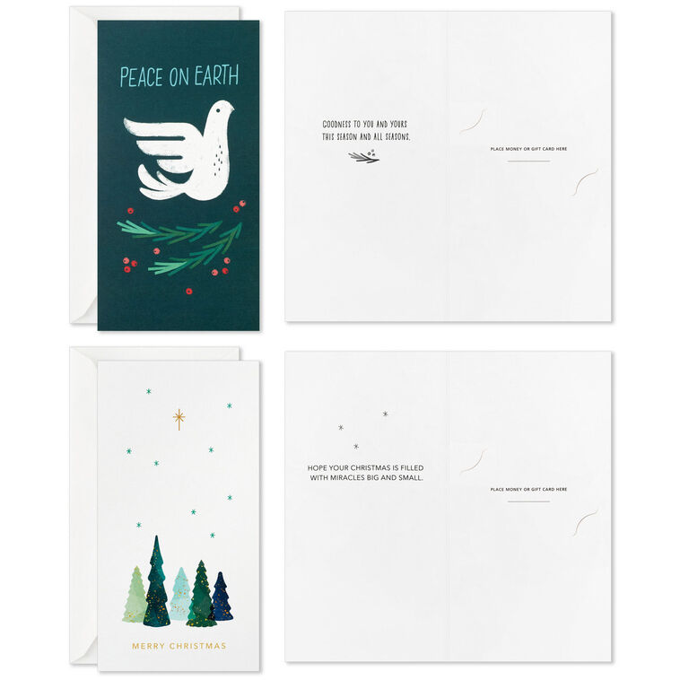 Hallmark Peace And Joy Money-Holder Boxed Christmas Cards Assortment Pack Of 36