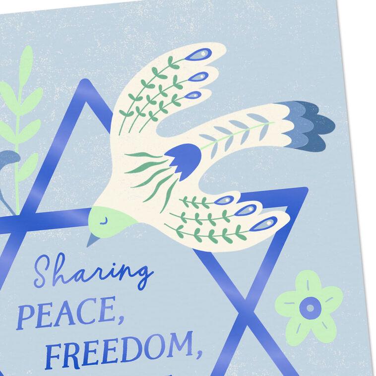 Hallmark Peace Freedom And Love Dove And Star Of David Hanukkah Card