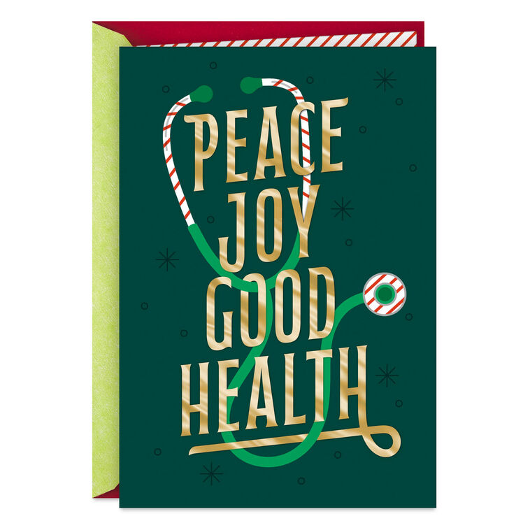 hallmark Peace Joy Good Health Holiday Card for Healthcare Professional