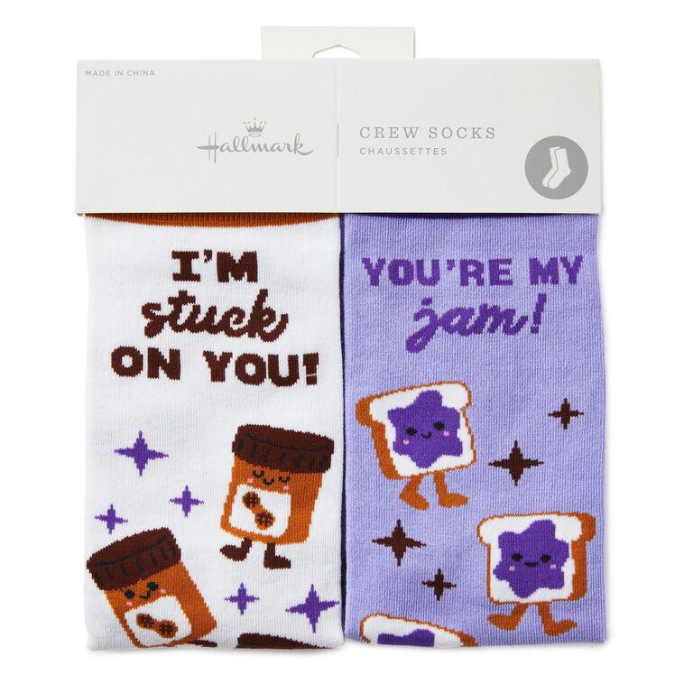 Hallmark Peanut Butter And Jelly Better Together Funny Crew Socks
