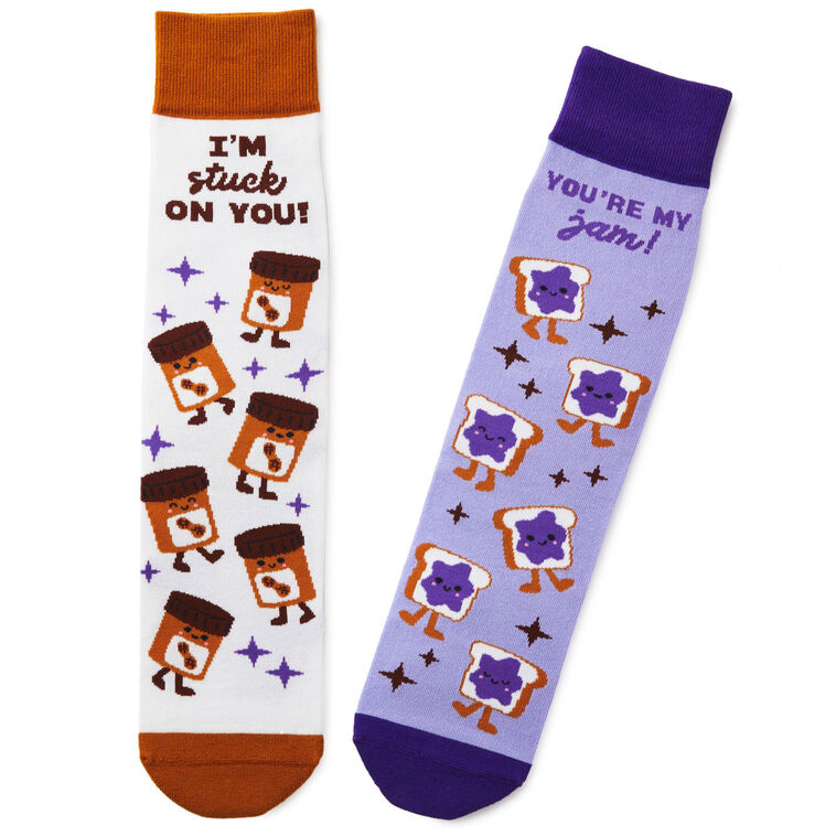 hallmark Peanut Butter and Jelly Better Together Funny Crew Socks