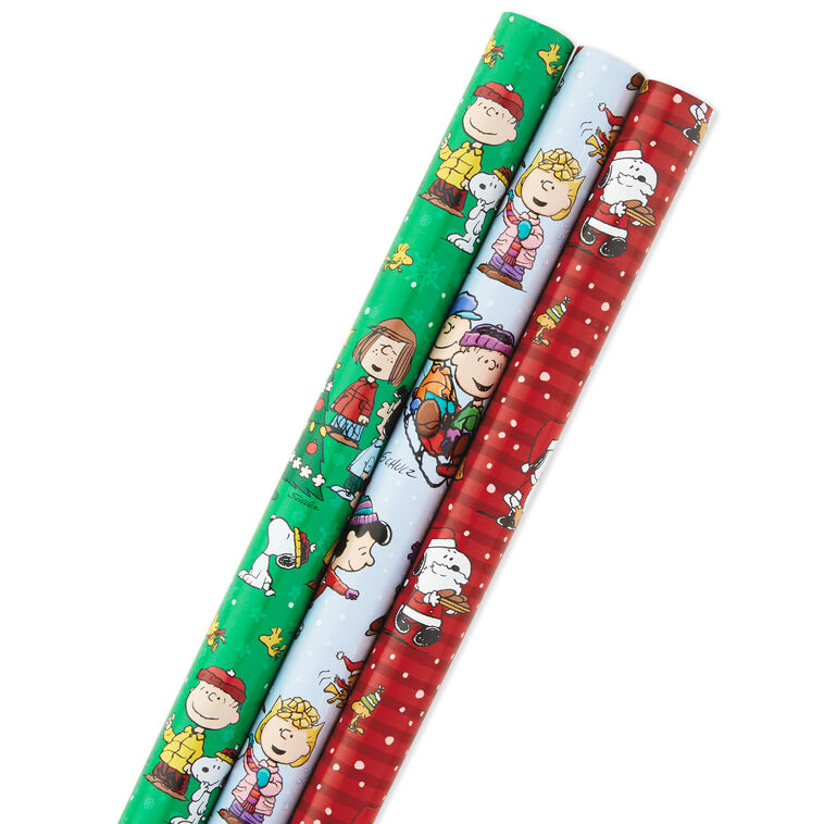 hallmark Peanuts® 3-Pack Christmas Wrapping Paper Assortment 105 sq. ft