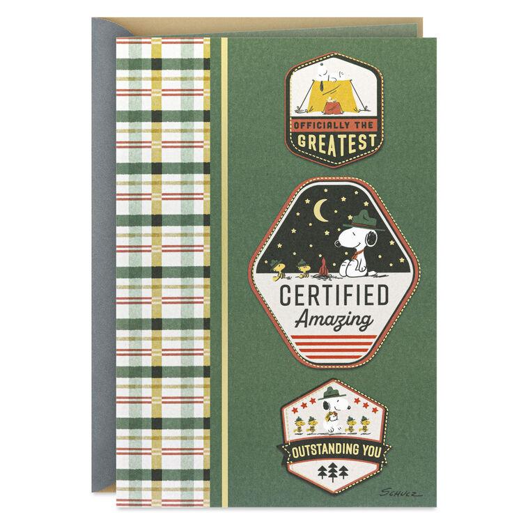 hallmark Peanuts® Beagle Scouts Badges Certified Amazing Thank-You Card