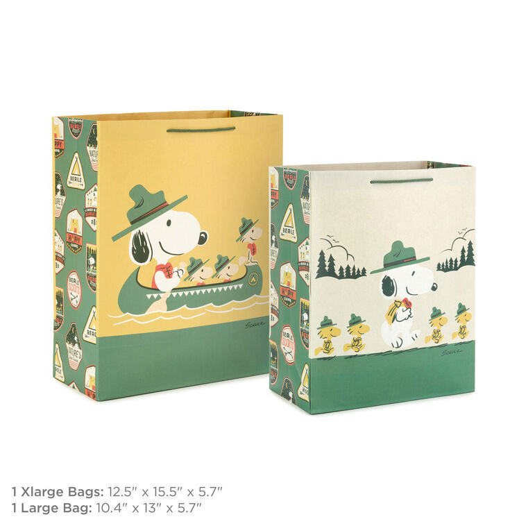 Hallmark Peanuts® Beagle Scouts Snoopy And Troops 2-Pack Large And XL Gift Bags