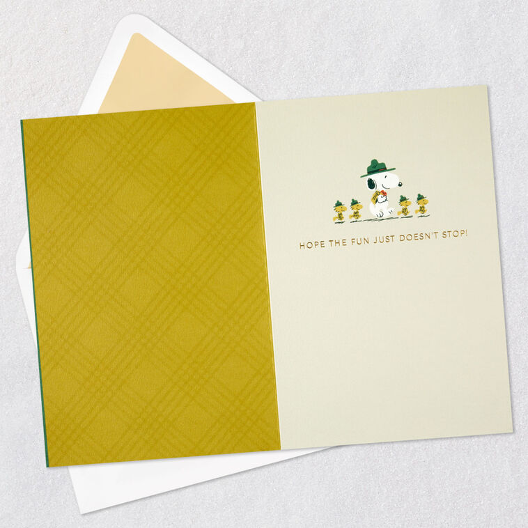 Hallmark Peanuts® Beagle Scouts Snoopy Non-Stop Fun Birthday Card