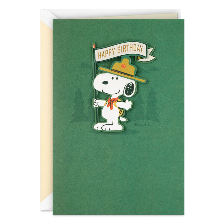 hallmark Peanuts® Beagle Scouts Snoopy Non-Stop Fun Birthday Card