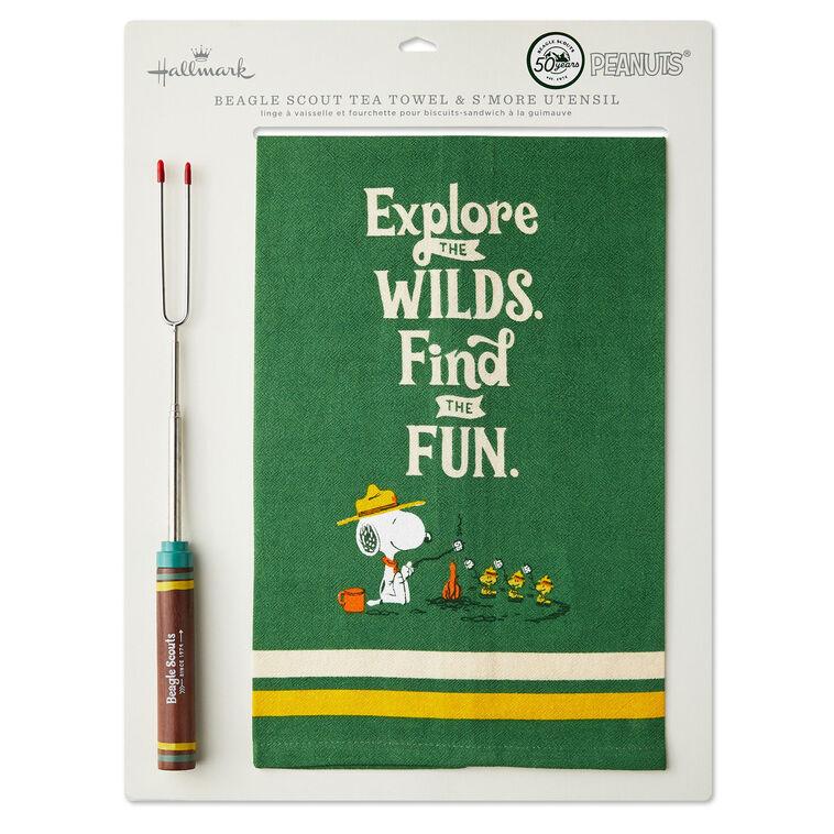 Hallmark Peanuts® Beagle Scouts Tea Towel And S'mores Fork Set Of 2