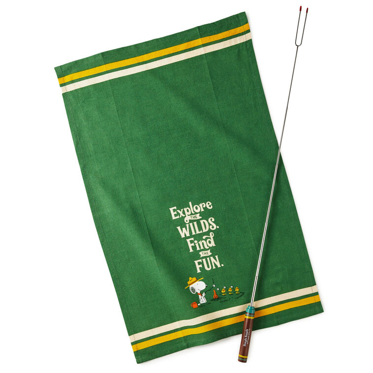 hallmark Peanuts® Beagle Scouts Tea Towel and S'mores Fork Set of 2