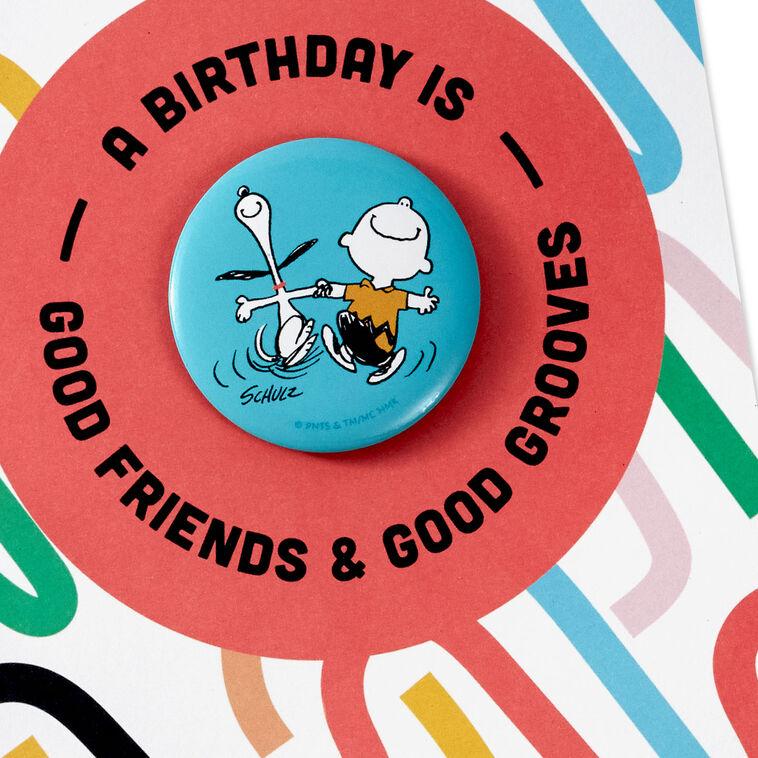 Hallmark Peanuts® Charlie Brown And Snoopy Good Grooves Birthday Card With Button Pin