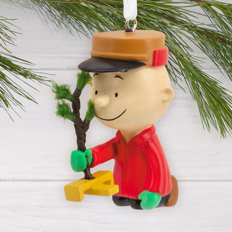 Hallmark Peanuts® Charlie Brown Kneeling With Tree Hallmark Ornament