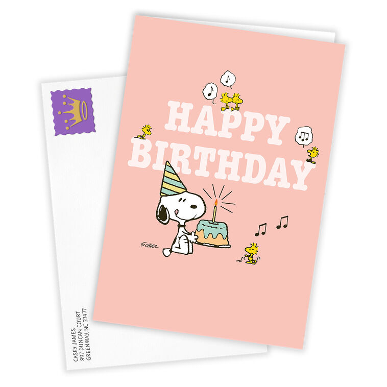 Hallmark Peanuts® Cute Snoopy Party Custom Birthday Card