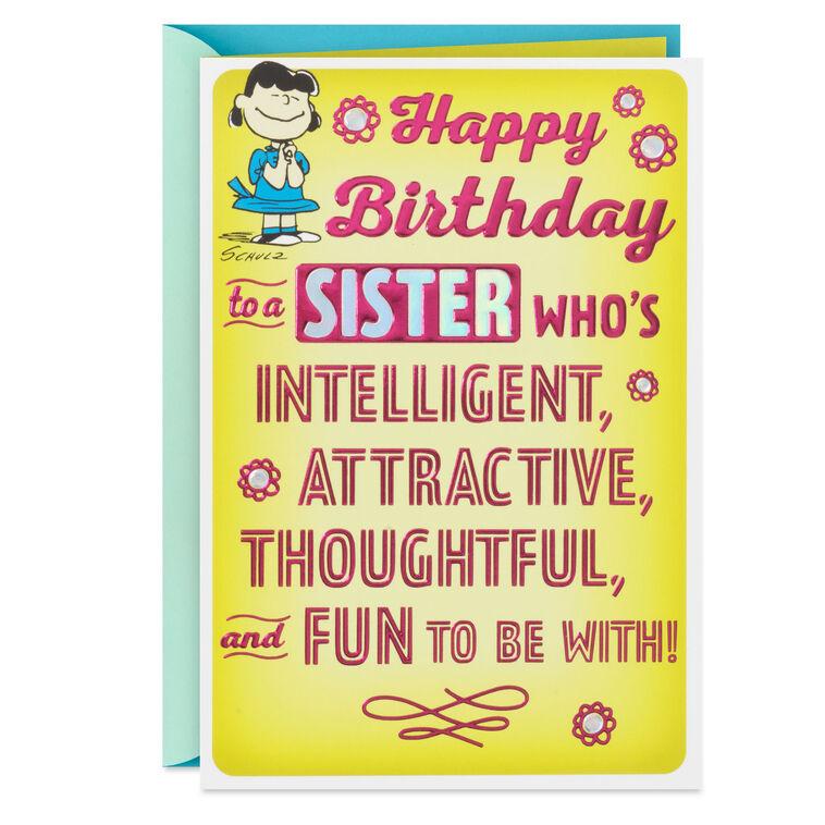 hallmark Peanuts® Lucy Fun and Intelligent Sister Funny Birthday Card