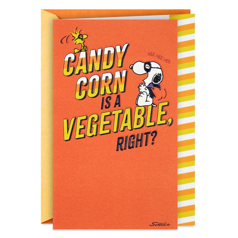 hallmark Peanuts® Snoopy and Woodstock Candy Corn Funny Halloween Card