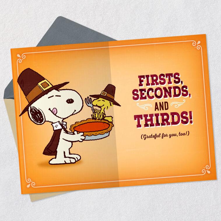 Hallmark Peanuts® Snoopy And Woodstock Counting Our Blessings Funny Thanksgiving Card