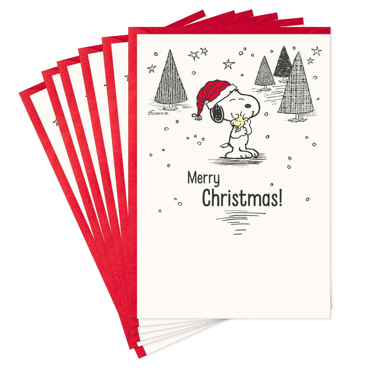 hallmark Peanuts® Snoopy and Woodstock Hugs Christmas Cards Pack of 6