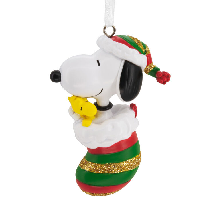 hallmark Peanuts® Snoopy and Woodstock in Stocking Hallmark Ornament