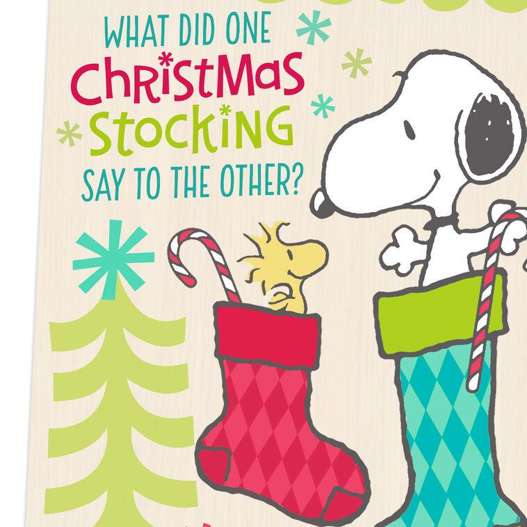 Hallmark Peanuts® Snoopy And Woodstock In Stockings Funny Christmas Card