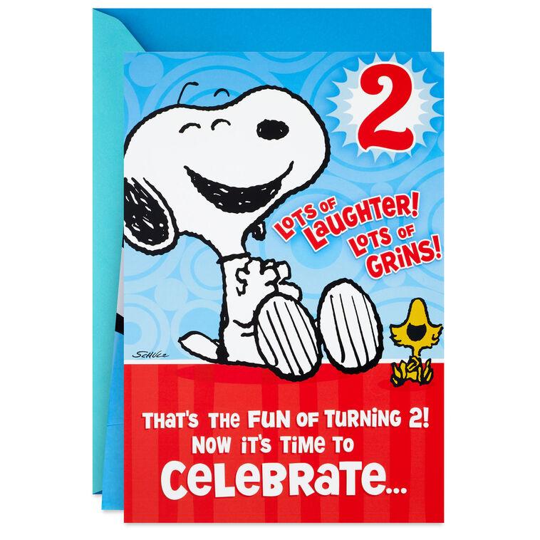 hallmark Peanuts® Snoopy and Woodstock Pop-Up Hug 2nd Birthday Card