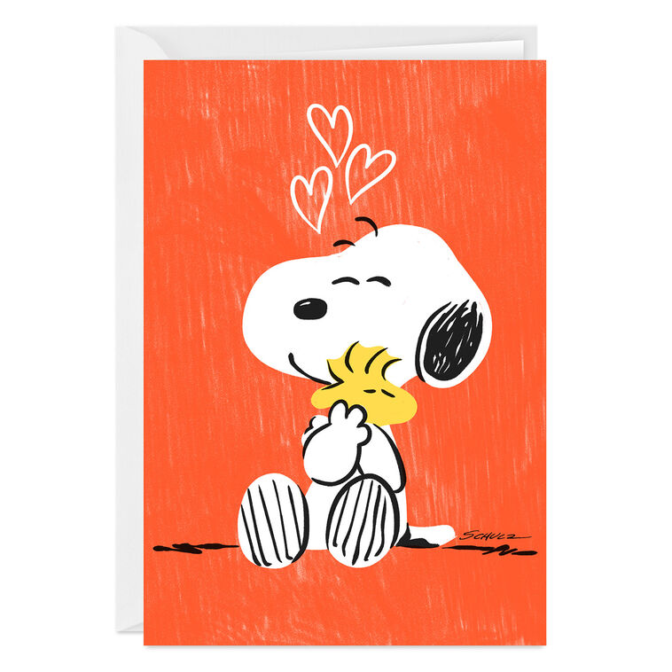 hallmark Peanuts® Snoopy and Woodstock Sharing a Hug Custom Card
