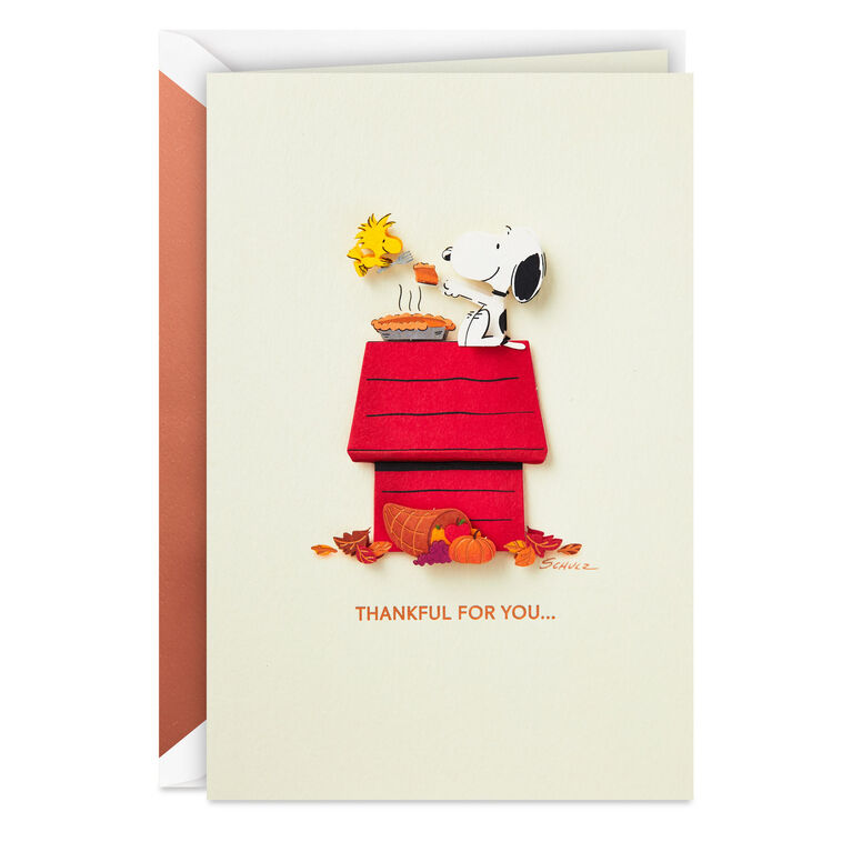 hallmark Peanuts® Snoopy and Woodstock Thankful for You Thanksgiving Card