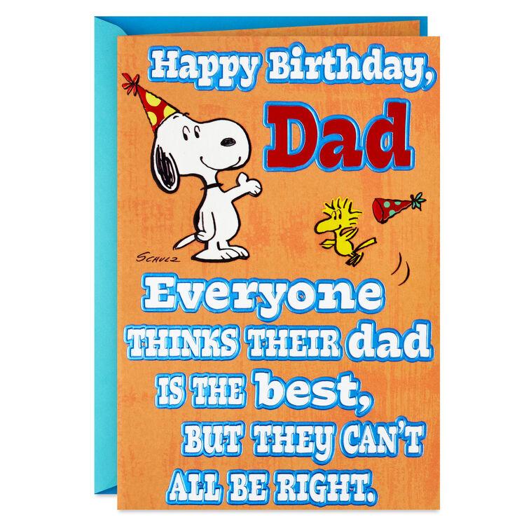 hallmark Peanuts® Snoopy and Woodstock World's Best Dad Funny Birthday Card